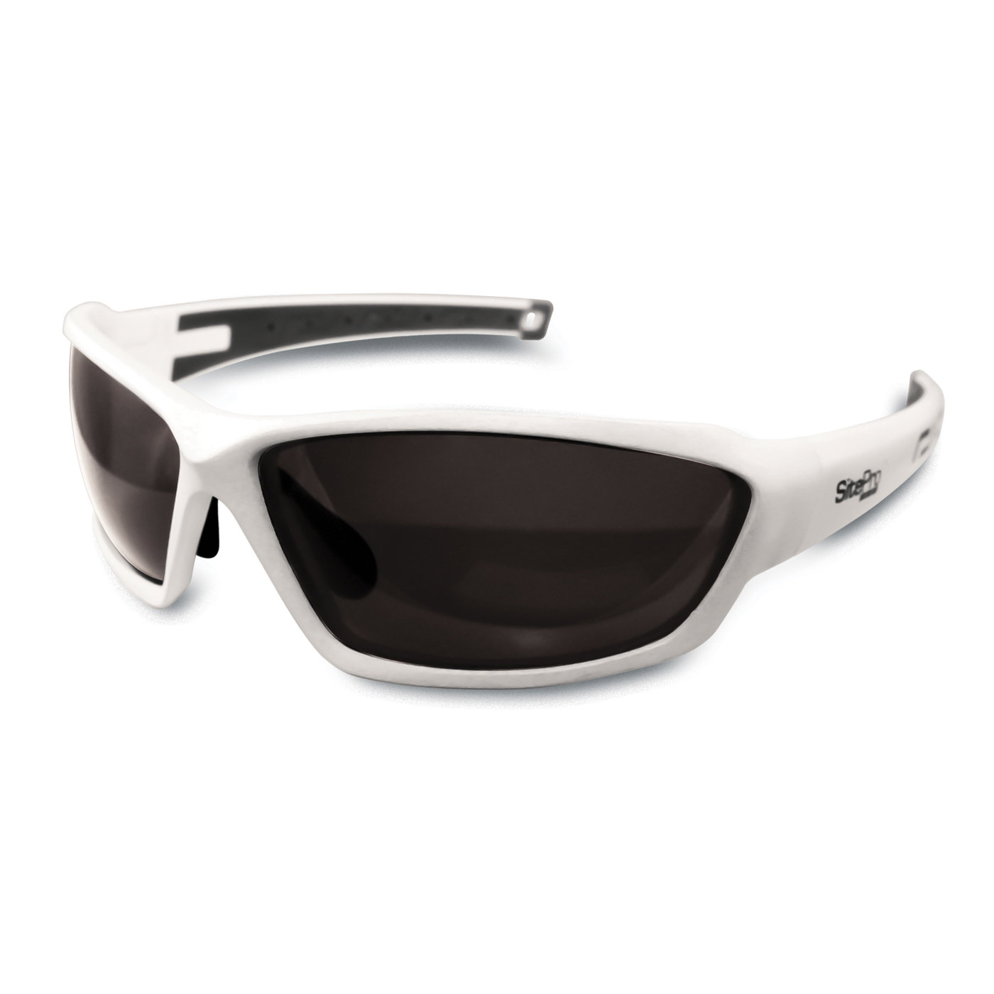 Custom-Fit White Safety Eyewear with Smoke Lens Picture